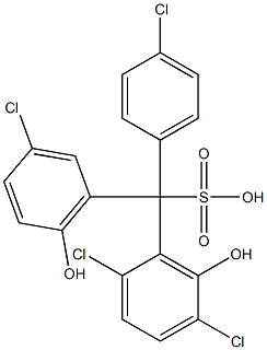 (4-Chlorophenyl)(3-chloro-6-hydroxyphenyl)(2,5-dichloro-6-hydroxyphenyl)methanesulfonic acid Struktur