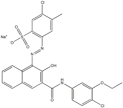 3-Chloro-4-methyl-6-[[3-[[(4-chloro-3-ethoxyphenyl)amino]carbonyl]-2-hydroxy-1-naphtyl]azo]benzenesulfonic acid sodium salt Struktur