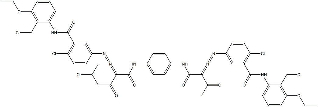 3,3'-[2-(1-Chloroethyl)-1,4-phenylenebis[iminocarbonyl(acetylmethylene)azo]]bis[N-[2-(chloromethyl)-3-ethoxyphenyl]-6-chlorobenzamide] Struktur