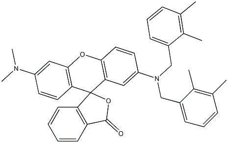 3'-(Dimethylamino)-7'-[bis(2,3-dimethylbenzyl)amino]spiro[isobenzofuran-1(3H),9'-[9H]xanthen]-3-one Struktur