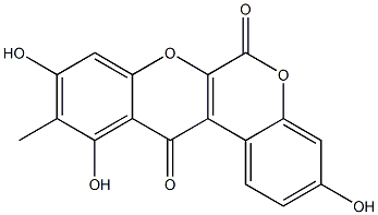 3,9,11-Trihydroxy-10-methyl[1]benzopyrano[3,4-b][1]benzopyran-6,12-dione Struktur