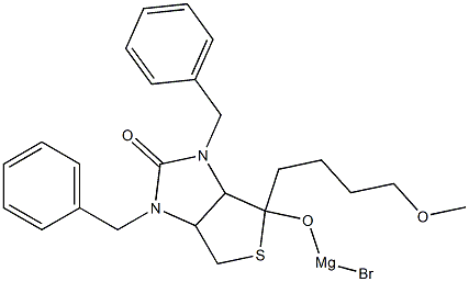 2,4-Dibenzyl-6-(4-methoxybutyl)-3-oxo-7-thia-2,4-diazabicyclo[3.3.0]octan-6-yloxymagnesium bromide Struktur