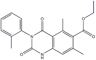 1,2,3,4-Tetrahydro-3-(2-methylphenyl)-5,7-dimethyl-2,4-dioxoquinazoline-6-carboxylic acid ethyl ester Struktur