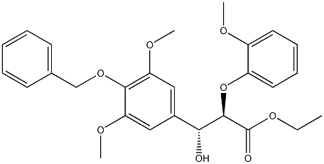 (2R,3R)-2-(2-Methoxyphenoxy)-3-hydroxy-3-(3,5-dimethoxy-4-benzyloxyphenyl)propanoic acid ethyl ester Struktur