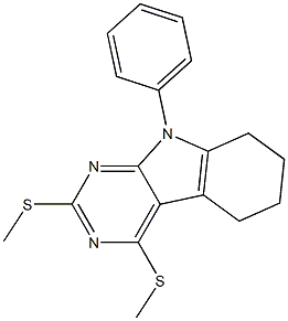 5,6,7,8-Tetrahydro-2,4-bis(methylthio)-9-phenyl-9H-pyrimido[4,5-b]indole Struktur