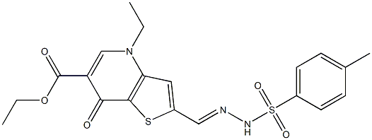 2-[(2-Tosylhydrazono)methyl]-4-ethyl-7-oxothieno[3,2-b]pyridine-6-carboxylic acid ethyl ester Struktur