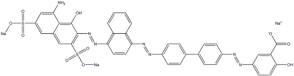 5-[[4'-[[4-[[8-Amino-1-hydroxy-3,6-bis(sodiosulfo)-2-naphthalenyl]azo]-1-naphthalenyl]azo]-1,1'-biphenyl-4-yl]azo]-2-hydroxybenzoic acid sodium salt Struktur