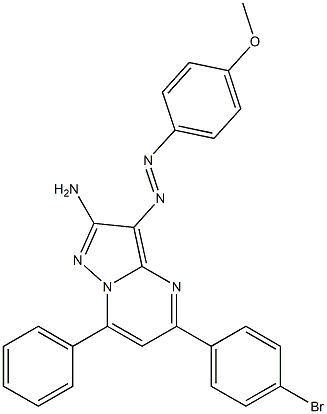 2-Amino-3-(4-methoxyphenylazo)-5-(4-bromophenyl)-7-phenylpyrazolo[1,5-a]pyrimidine Struktur