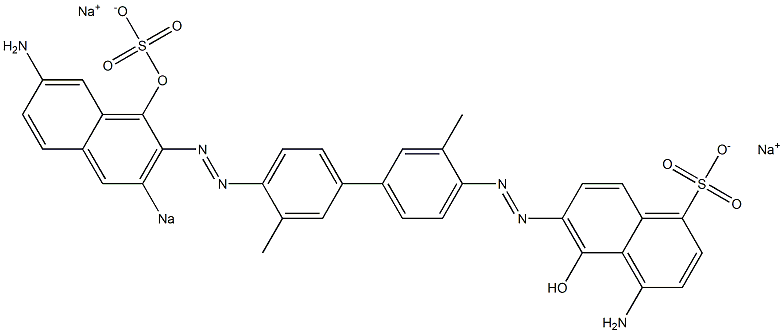 4-Amino-6-[[4'-[(7-amino-1-hydroxy-3-sodiosulfo-2-naphthalenyl)azo]-3,3'-dimethyl-1,1'-biphenyl-4-yl]azo]-5-hydroxynaphthalene-1-sulfonic acid sodium salt Struktur