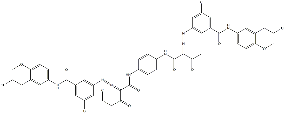 3,3'-[2-(Chloromethyl)-1,4-phenylenebis[iminocarbonyl(acetylmethylene)azo]]bis[N-[3-(2-chloroethyl)-4-methoxyphenyl]-5-chlorobenzamide] Struktur