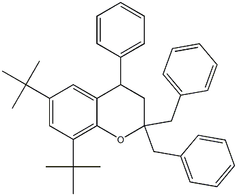 2,2-Dibenzyl-6,8-ditert-butyl-3,4-dihydro-4-phenyl-2H-1-benzopyran Struktur