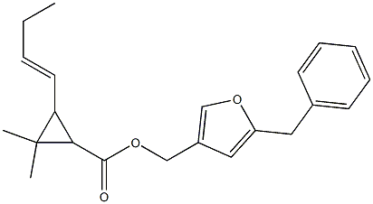 3-(1-Butenyl)-2,2-dimethylcyclopropanecarboxylic acid (2-benzylfuran-4-yl)methyl ester Struktur