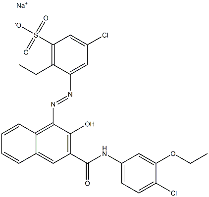 3-Chloro-6-ethyl-5-[[3-[[(4-chloro-3-ethoxyphenyl)amino]carbonyl]-2-hydroxy-1-naphtyl]azo]benzenesulfonic acid sodium salt Struktur