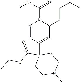 1-Methyl-4-[(1,2-dihydro-1-methoxycarbonyl-2-butylpyridin)-4-yl]piperidine-4-carboxylic acid ethyl ester Struktur