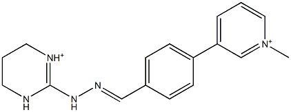 1-Methyl-3-[4-[2-[[(3,4,5,6-tetrahydropyrimidin)-1-ium]-2-yl]hydrazonomethyl]phenyl]pyridinium Struktur