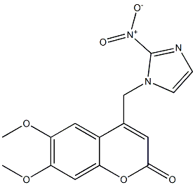 6,7-Dimethoxy-4-[(2-nitro-1H-imidazol-1-yl)methyl]-2H-1-benzopyran-2-one Struktur