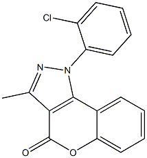 1-(2-Chlorophenyl)-3-methyl[1]benzopyrano[4,3-c]pyrazol-4(1H)-one Struktur