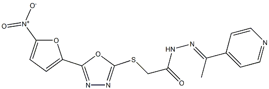 N2-[1-(Pyridin-4-yl)ethylidene]-2-[5-(5-nitro-2-furyl)-1,3,4-oxadiazol-2-ylthio]acetohydrazide Struktur