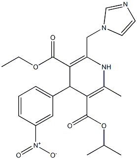 6-(1H-Imidazol-1-ylmethyl)-4-(3-nitrophenyl)-2-methyl-1,4-dihydropyridine-3,5-dicarboxylic acid 3-isopropyl 5-ethyl ester Struktur