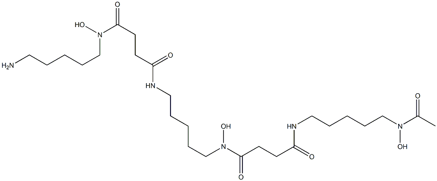 N-[5-[3-[(5-Aminopentyl)hydroxycarbamoyl]propionylamino]pentyl]-3-[[5-(N-hydroxyacetylamino)pentyl]carbamoyl]propionohydroxamic acid Struktur