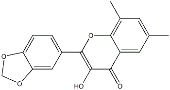 3-Hydroxy-6,8-dimethyl-2-(3,4-methylenebisoxyphenyl)-4H-1-benzopyran-4-one Struktur