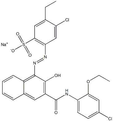 4-Chloro-3-ethyl-6-[[3-[[(4-chloro-2-ethoxyphenyl)amino]carbonyl]-2-hydroxy-1-naphtyl]azo]benzenesulfonic acid sodium salt Struktur