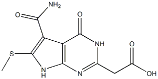 2-(Carboxymethyl)-6-(methylthio)-4-oxo-3,4-dihydro-7H-pyrrolo[2,3-d]pyrimidine-5-carboxamide Struktur