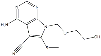 4-Amino-6-methylthio-7-(2-hydroxyethoxymethyl)-7H-pyrrolo[2,3-d]pyrimidine-5-carbonitrile Struktur