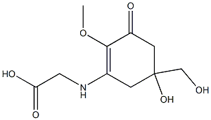 N-[5-Hydroxy-5-(hydroxymethyl)-2-methoxy-3-oxo-1-cyclohexen-1-yl]glycine Struktur