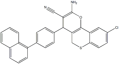 2-Amino-4-[4-(1-naphtyl)phenyl]-9-chloro-4H,5H-[1]benzothiopyrano[4,3-b]pyran-3-carbonitrile Struktur