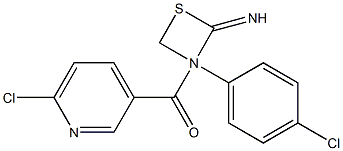 3-(4-Chlorophenyl)-N-[(6-chloropyridin-3-yl)carbonyl]-1,3-thiazetidin-2-imine Struktur