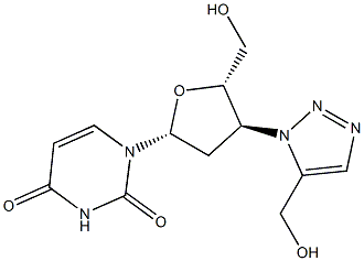 3'-(5-(Hydroxymethyl)-1H-1,2,3-triazol-1-yl)-2',3'-dideoxyuridine Struktur