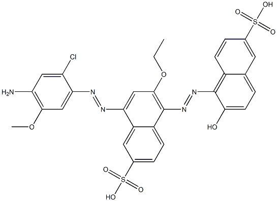 8-[(4-Amino-2-chloro-5-methoxyphenyl)azo]-6-ethoxy-5-[(2-hydroxy-6-sulfo-1-naphthalenyl)azo]-2-naphthalenesulfonic acid Struktur