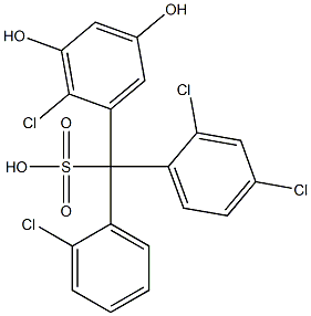 (2-Chlorophenyl)(2,4-dichlorophenyl)(2-chloro-3,5-dihydroxyphenyl)methanesulfonic acid Struktur