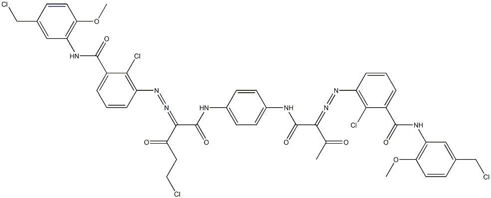 3,3'-[2-(Chloromethyl)-1,4-phenylenebis[iminocarbonyl(acetylmethylene)azo]]bis[N-[3-(chloromethyl)-6-methoxyphenyl]-2-chlorobenzamide] Struktur