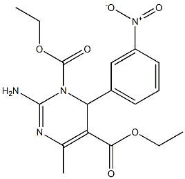 3,4-Dihydro-2-amino-4-(3-nitrophenyl)-6-methylpyrimidine-3,5-dicarboxylic acid diethyl ester Struktur