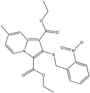 2-(2-Nitrobenzylthio)-7-methylindolizine-1,3-dicarboxylic acid diethyl ester Struktur