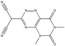 (5,7-Dimethyl-6,8-dioxo-5,6,7,8-tetrahydropyrimido[4,5-e]-as-triazin-3-yl)malononitrile Struktur