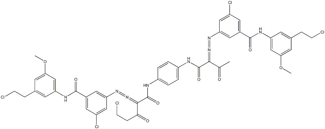 3,3'-[2-(Chloromethyl)-1,4-phenylenebis[iminocarbonyl(acetylmethylene)azo]]bis[N-[3-(2-chloroethyl)-5-methoxyphenyl]-5-chlorobenzamide] Struktur