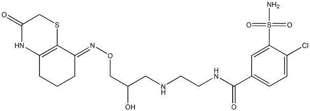 4-Chloro-3-sulfamoyl-N-[2-[[2-hydroxy-3-[[(2,3,4,5,6,7-hexahydro-3-oxo-8H-1,4-benzothiazin)-8-ylideneamino]oxy]propyl]amino]ethyl]benzamide Struktur