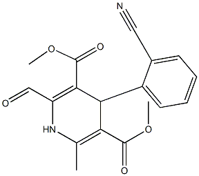 4-(2-Cyanophenyl)-2-formyl-6-methyl-1,4-dihydropyridine-3,5-dicarboxylic acid dimethyl ester Struktur