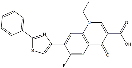 1,4-Dihydro-1-ethyl-4-oxo-6-fluoro-7-[2-phenylthiazol-4-yl]quinoline-3-carboxylic acid Struktur