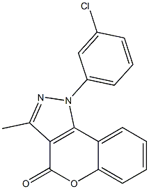 1-(3-Chlorophenyl)-3-methyl[1]benzopyrano[4,3-c]pyrazol-4(1H)-one Struktur