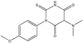 5-(Dimethylamino)-1-(p-methoxyphenyl)-2-thioxo-2,3-dihydropyrimidine-4,6(1H,5H)-dione Struktur