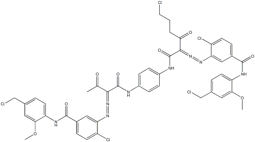 3,3'-[2-(2-Chloroethyl)-1,4-phenylenebis[iminocarbonyl(acetylmethylene)azo]]bis[N-[4-(chloromethyl)-2-methoxyphenyl]-4-chlorobenzamide] Struktur