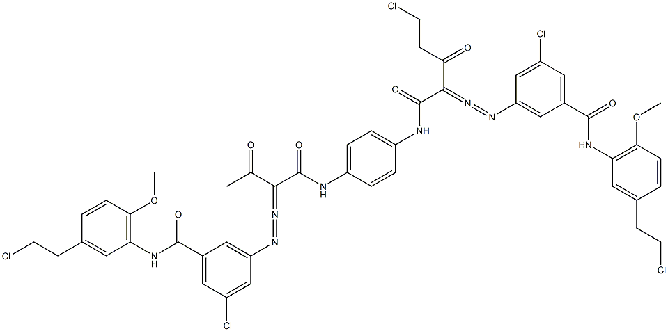 3,3'-[2-(Chloromethyl)-1,4-phenylenebis[iminocarbonyl(acetylmethylene)azo]]bis[N-[3-(2-chloroethyl)-6-methoxyphenyl]-5-chlorobenzamide] Struktur