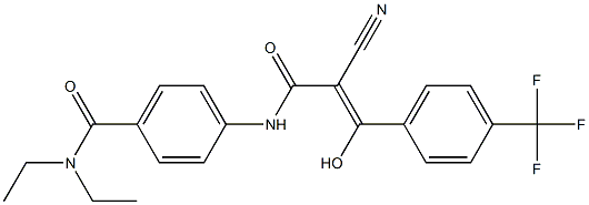 2-Cyano-3-hydroxy-3-[4-trifluoromethylphenyl]-N-[4-diethylcarbamoylphenyl]acrylamide Struktur