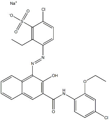 2-Chloro-6-ethyl-5-[[3-[[(4-chloro-2-ethoxyphenyl)amino]carbonyl]-2-hydroxy-1-naphtyl]azo]benzenesulfonic acid sodium salt Struktur