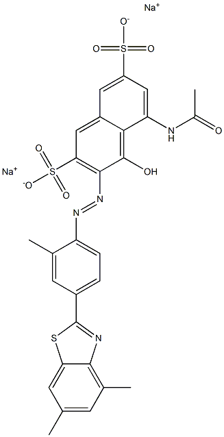 5-(Acetylamino)-4-hydroxy-3-[[2-methyl-4-(4,6-dimethylbenzothiazol-2-yl)phenyl]azo]-2,7-naphthalenedisulfonic acid disodium salt Struktur