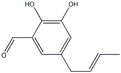 2,3-Dihydroxy-5-[(E)-2-butenyl]benzaldehyde Struktur